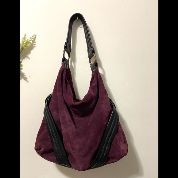 Maurizio Taiuti Italian Leather Shoulder Bag Wine Plum Color - Picture 2 of 14